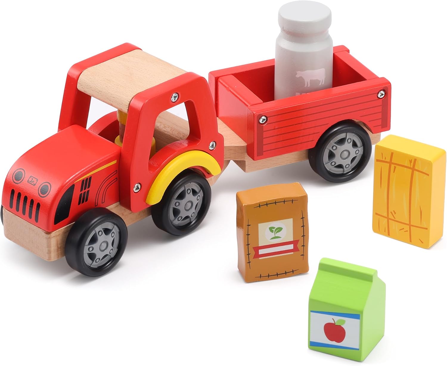 Wooden Farm Tractor Toy with D - Farming & Agriculture Word Stacks 评论和价格