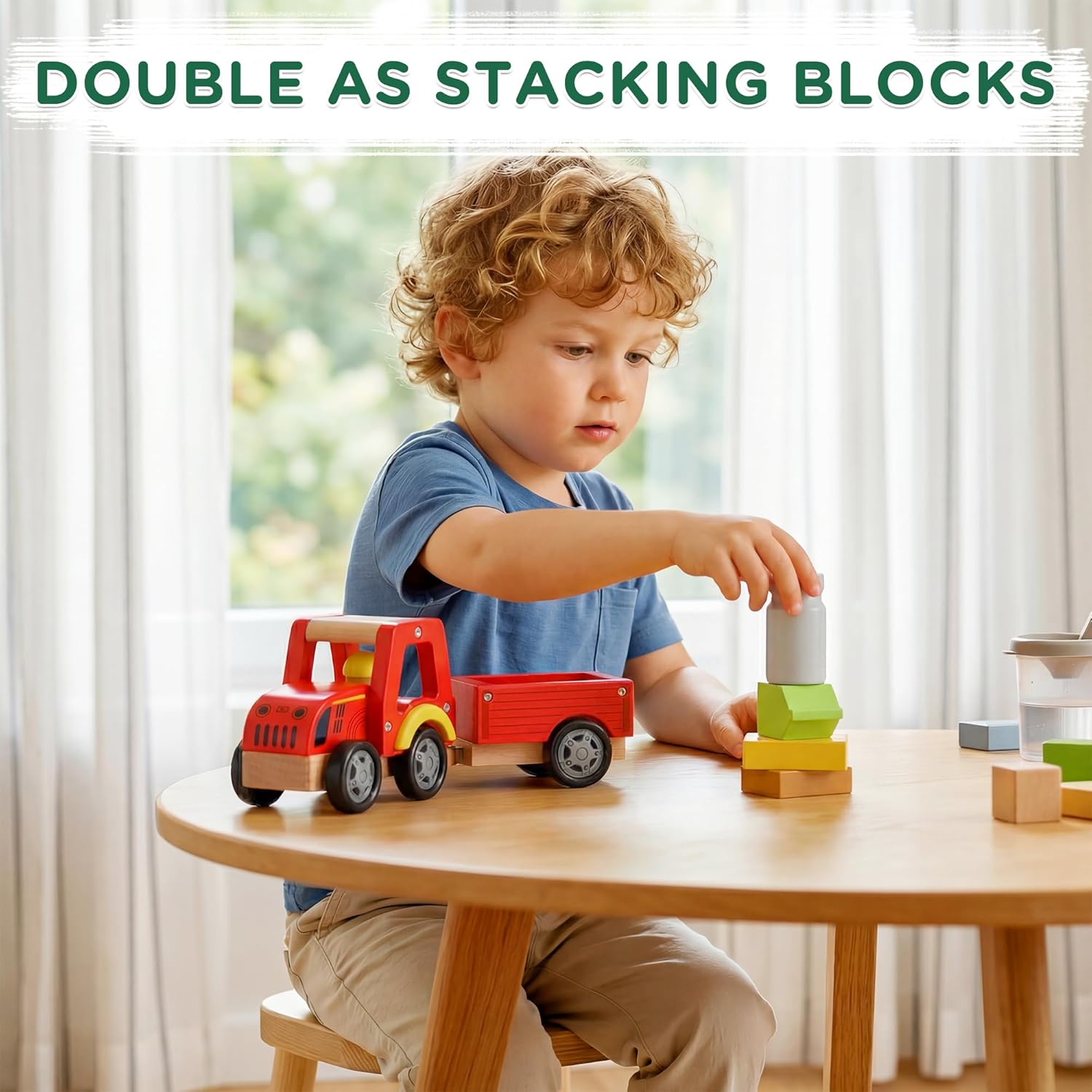 Wooden Farm Tractor Toy with D - Farming & Agriculture Word Stacks 评论和价格